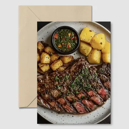 Grilled Ribeye Steak Chimichurri Roasted Potatoes Plate
