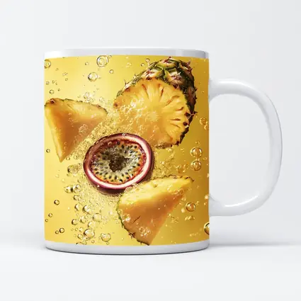 Pineapple Passion Fruit Splash Yellow Background