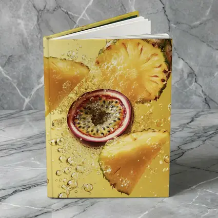 Pineapple Passion Fruit Splash Yellow Background