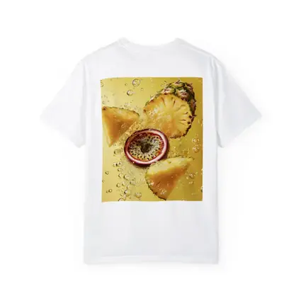 Pineapple Passion Fruit Splash Yellow Background