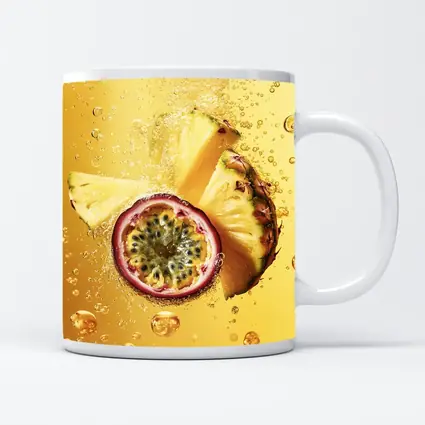 Pineapple Passion Fruit Splash Golden Background