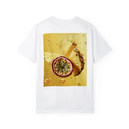 Pineapple Passion Fruit Splash Golden Background