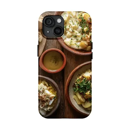 Salted Cod Potatoes Rustic Wooden Table