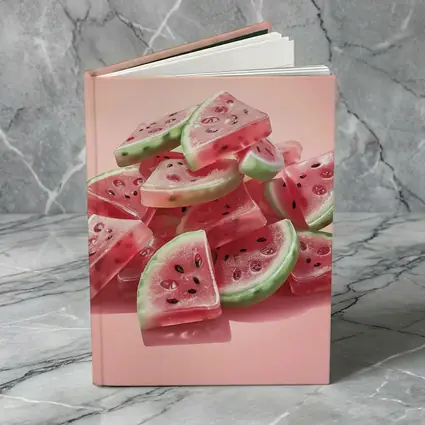 Watermelon Gummy Candy Pile Pink Background