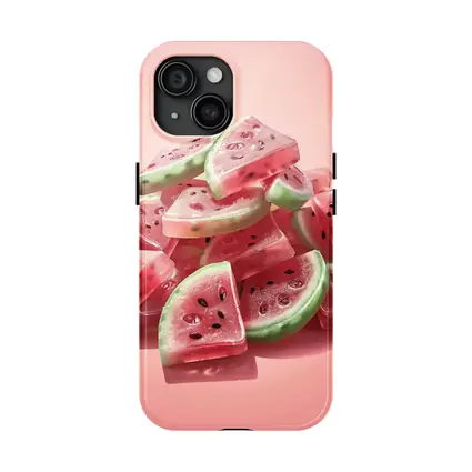 Watermelon Gummy Candy Pile Pink Background