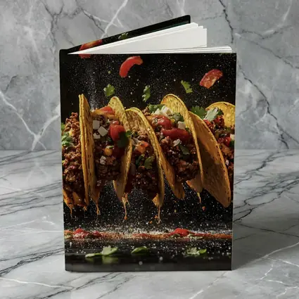 Crispy Beef Tacos Flying Dark Background