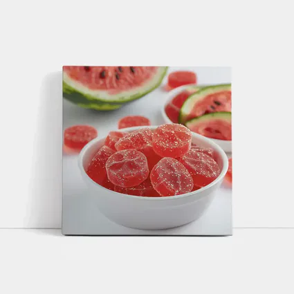 Watermelon Sour Gummy Candies White Bowl