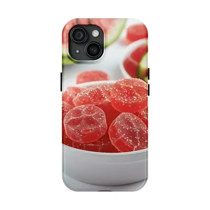 Watermelon Sour Gummy Candies White Bowl