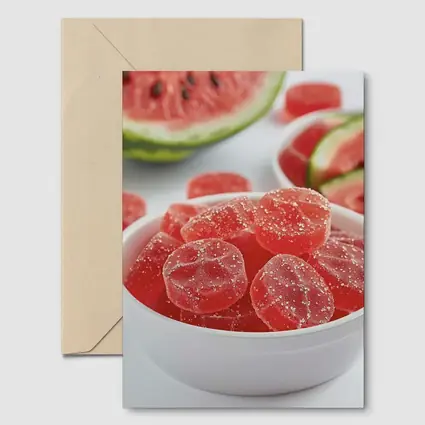 Watermelon Sour Gummy Candies White Bowl