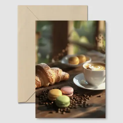 Croissant Latte Macarons Cozy Cafe Morning