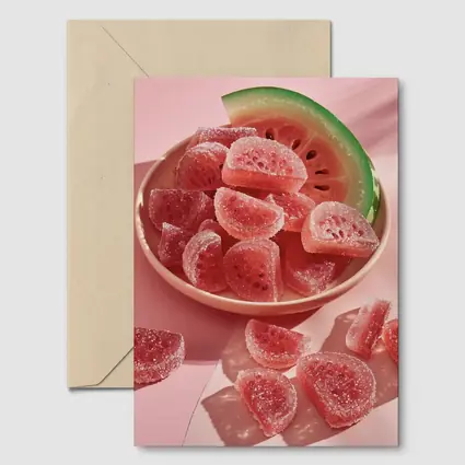 Watermelon Gummy Candies Pink Sugar Coated