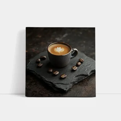 Latte Art Coffee Cup On Dark Slate
