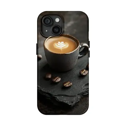 Latte Art Coffee Cup On Dark Slate