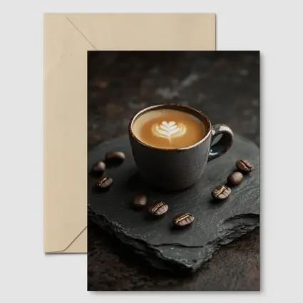 Latte Art Coffee Cup On Dark Slate