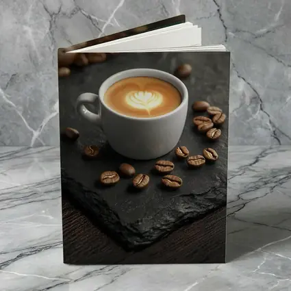 Latte Art Coffee Cup Slate Dark Wood