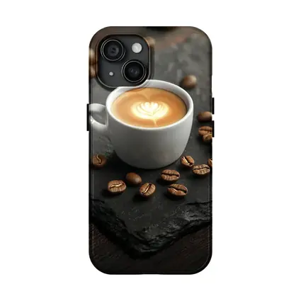 Latte Art Coffee Cup Slate Dark Wood