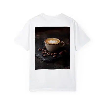 Latte Art Coffee Cup With Scattered Beans