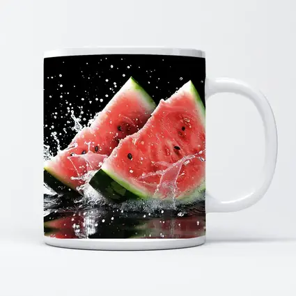 Watermelon Slices Splashing Water Black Background