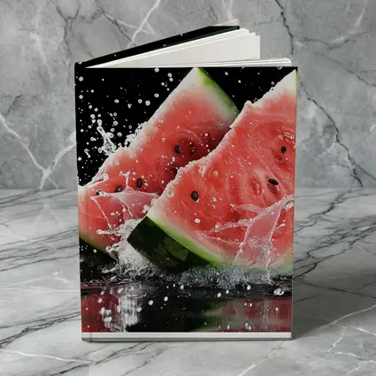 Watermelon Slices Splashing Water Black Background