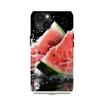 Watermelon Slices Splashing Water Black Background