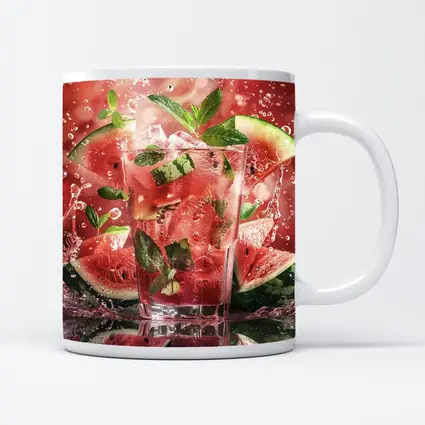 Watermelon Mint Splash Drink Red Background