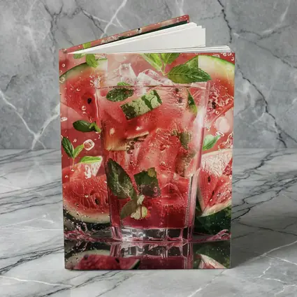 Watermelon Mint Splash Drink Red Background