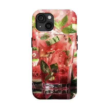 Watermelon Mint Splash Drink Red Background