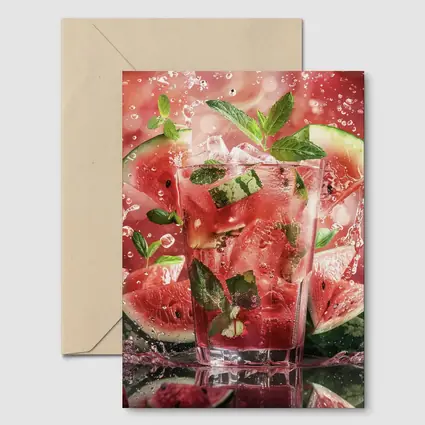 Watermelon Mint Splash Drink Red Background