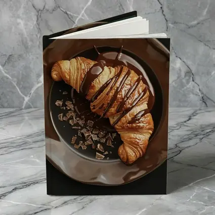 Chocolate Drizzle Croissant On Dark Plate