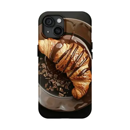 Chocolate Drizzle Croissant On Dark Plate