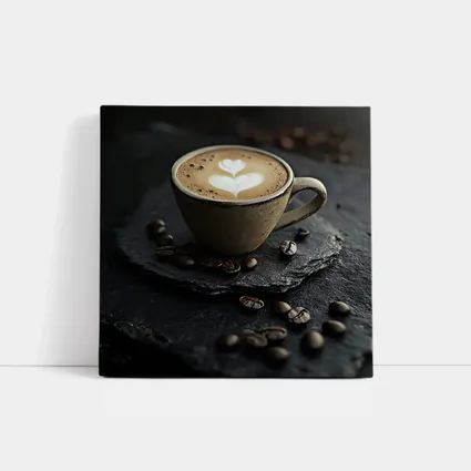 Latte Art Coffee Cup Dark Slate Background