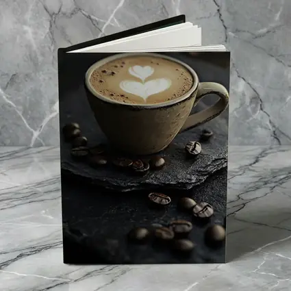 Latte Art Coffee Cup Dark Slate Background