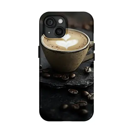 Latte Art Coffee Cup Dark Slate Background