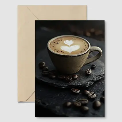 Latte Art Coffee Cup Dark Slate Background