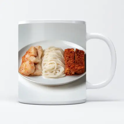 Kimchi Noodles Tempeh Plate White Background
