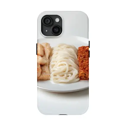 Kimchi Noodles Tempeh Plate White Background