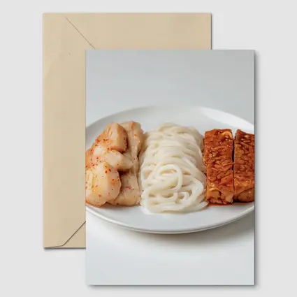 Kimchi Noodles Tempeh Plate White Background