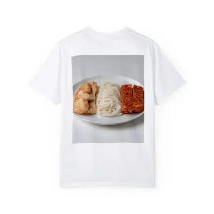 Kimchi Noodles Tempeh Plate White Background