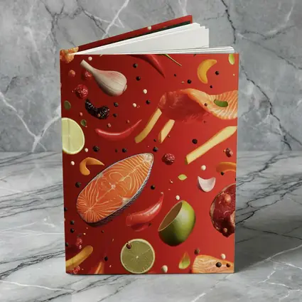 Fresh Ingredients Floating On Red Background
