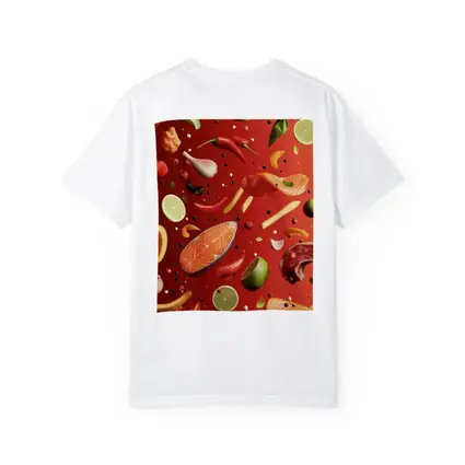 Fresh Ingredients Floating On Red Background