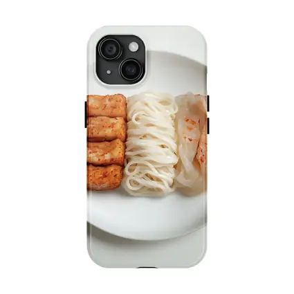 Korean Rice Cake Noodle Kimchi White Plate