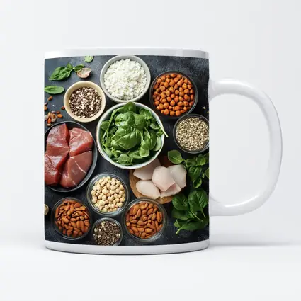 High Protein Foods Spread On Dark Surface