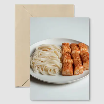 Korean Rice Cakes Noodles White Plate