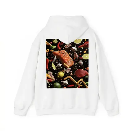 Flying Ingredients Salmon Meat Dark Background