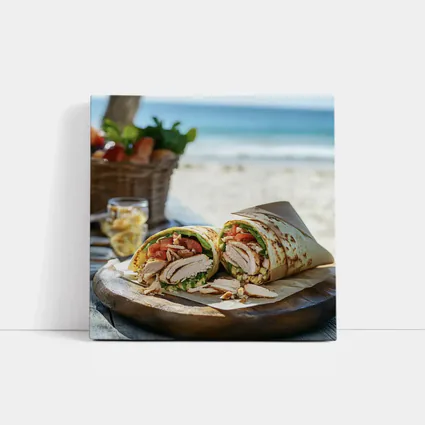 Chicken Wrap Sandwich On Beach Setting