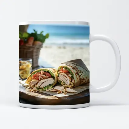 Chicken Wrap Sandwich On Beach Setting