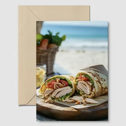 Chicken Wrap Sandwich On Beach Setting