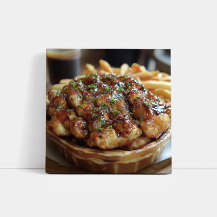 Glazed Chicken Waffle Bowl With Fries