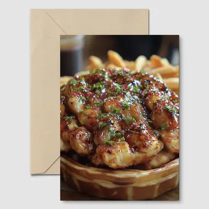 Glazed Chicken Waffle Bowl With Fries