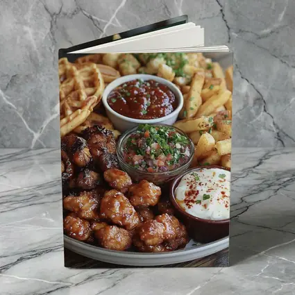 Crispy Chicken Waffles Fries Platter Dipping Sauces
